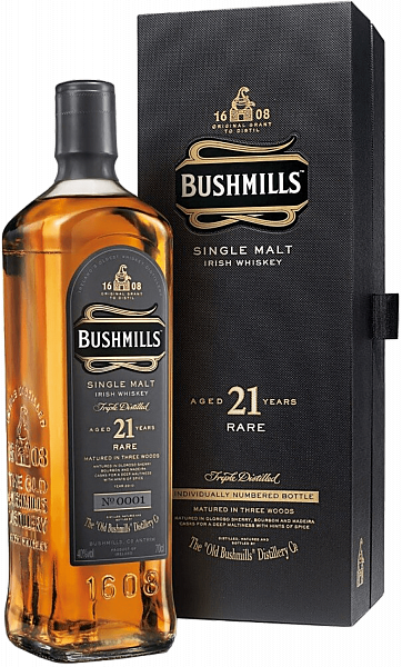 Bushmills 21 Y.O. Single Malt Irish Whiskey (gift box), 0.7л